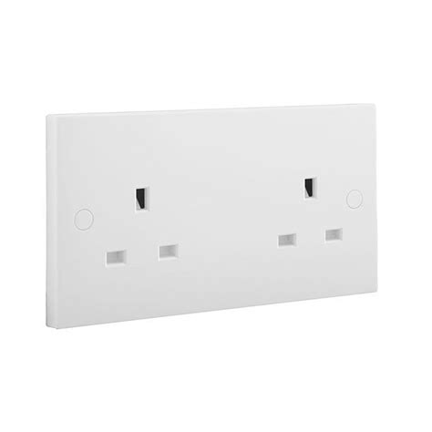Bg Electrical White Moulded Square Double Unswitched 13a 2g Power