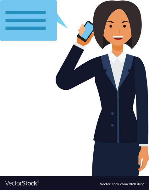 Business Ceo Woman Making Phone Call Cartoon Flat Vector Image