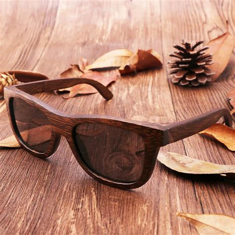 100 Natural Brown Bamboo Wooden Sunglasses Retro Handmade Polarized Lenses Bamboo Sunglasses