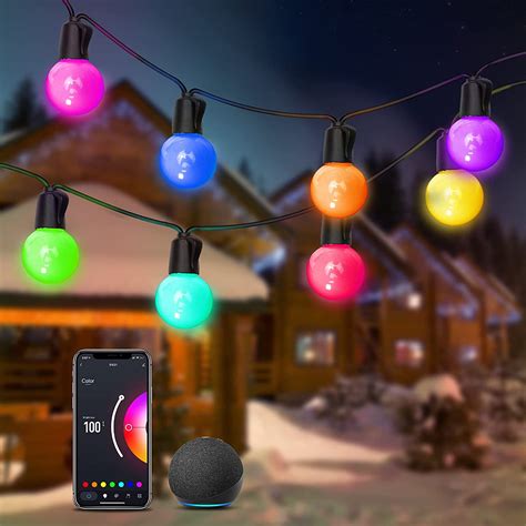 Asahom 48ft Smart Rgb Outdoor String Lights And 50ft G40 Smart Globe