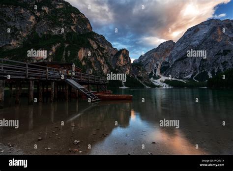 Late Summer At The Lake Prags Italy Stock Photo Alamy