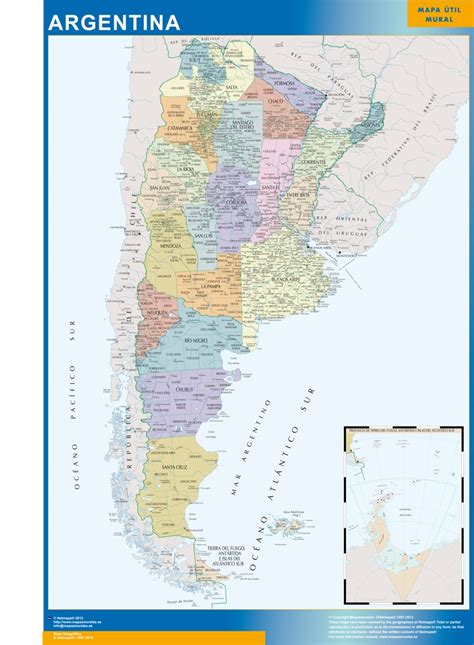 Mapa Argentina Plastificado Mapas Para Chile De Pared Murales
