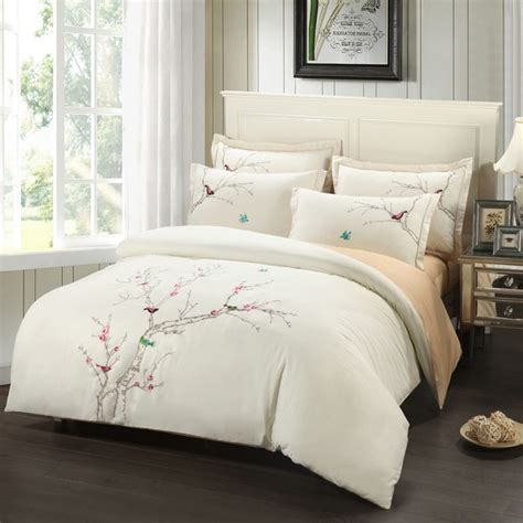 Get 5% in rewards with club o! Embroidery Plum Tree Magpie Birds Cotton Bedding sets ...