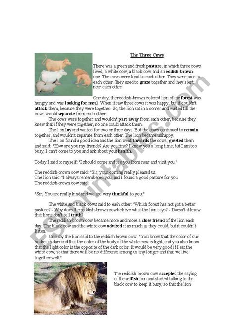 Moral Story With Exercise Esl Worksheet By Abdil78