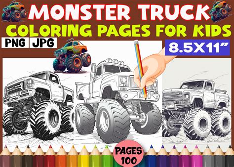 Monster Truck Coloring Pages for Kids: Graphic by ArT zone · Creative