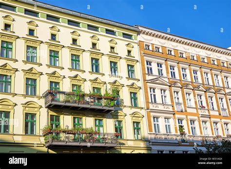 Colorful Refurbished Old Buildings Seen At The Prenzlauer Berg District