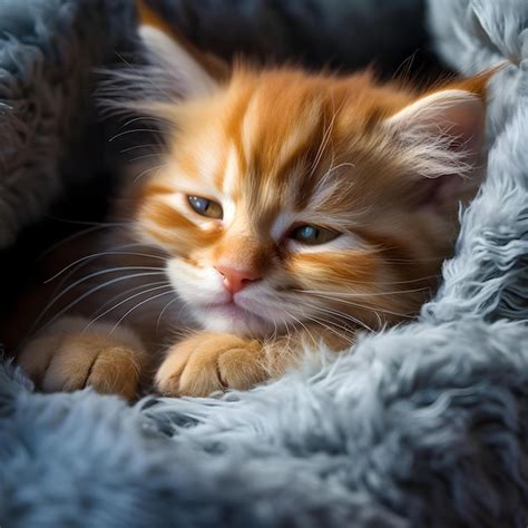 Premium Ai Image Cute Cat Curled Up