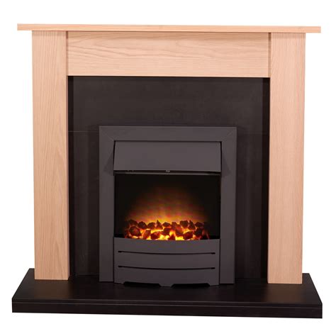 Adam Fireplace Suite Surround Oak And Black With Electric Fire Black 43