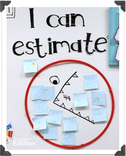 First Grade Blue Skies Estimation Station Freebie Math Number