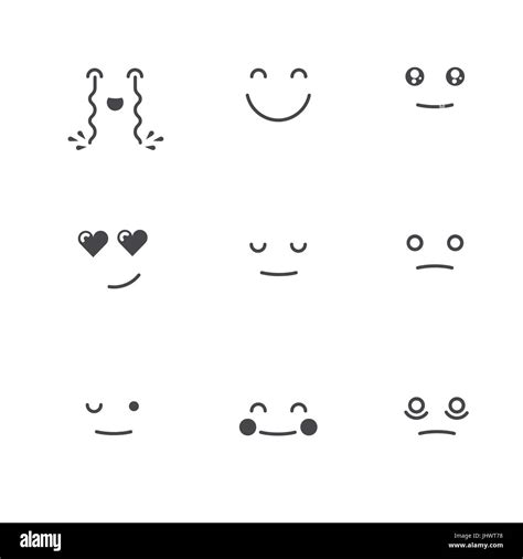 Emoticons Collection Set Of Emoji Monochrome Thin Line Style