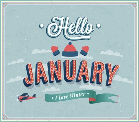 Hello January Typographic Design Stock Vector Illustration Of