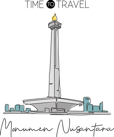 Free One Single Line Drawing Monas Landmark Iconic Place In Jakarta