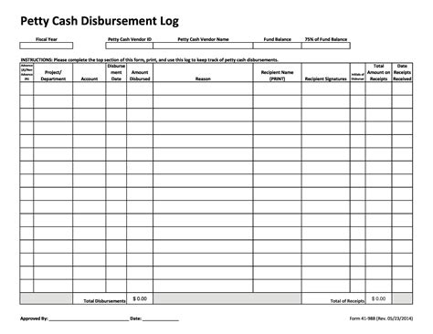 Free Petty Cash Form Template Printable Templates