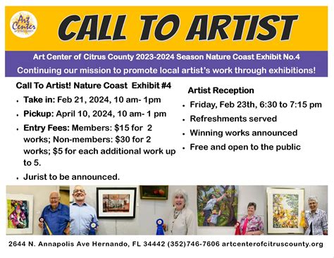 Call To Artist Nature Coast Exhibit No4 Wednesday Feb 21 10 Am 1pm