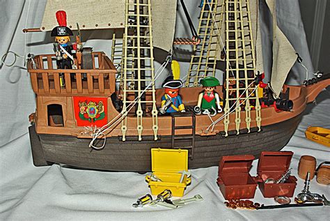 Vintage Late S Playmobil Deluxe Pirate Ship Set Lots Of