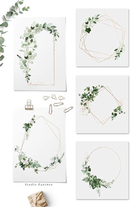 Ivy And Sage Greenery Geometric Frames Watercolor Greenery Etsy Canada