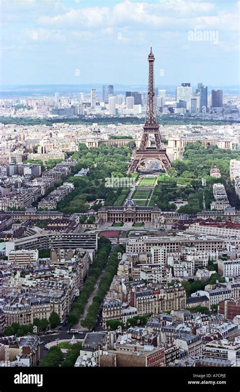 A Birds Eye View Of Paris And Eiffel Tower Stock Photo Alamy