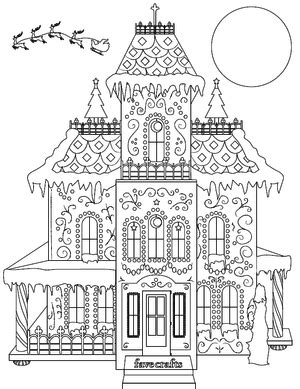 Match the pictures of country houses to their shadows. Breathtaking Gingerbread House Coloring Page PDF | House ...