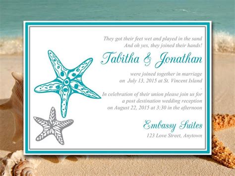 Beach Wedding Reception Invitation Template Blissful Starfish Post