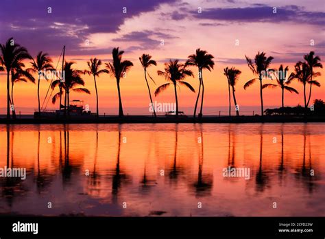 Hawaii Beach Sunset Tropical Paradise Landscape Stock Photo Alamy