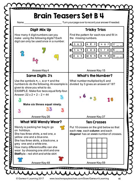 Brain Teasers For 2nd Graders