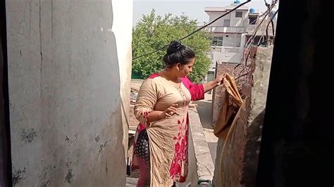 today washing clothes in bathroom pakistani village women daily routine work desi aunty new