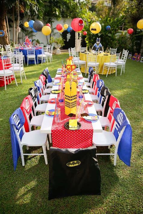 Superhero Guest Table From A Calling All Superheroes Birthday Party On Kara S Party Ideas