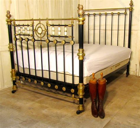 Victorian Brass And Iron Double Bed Mother Of Pearl Inlay Antiques Atlas