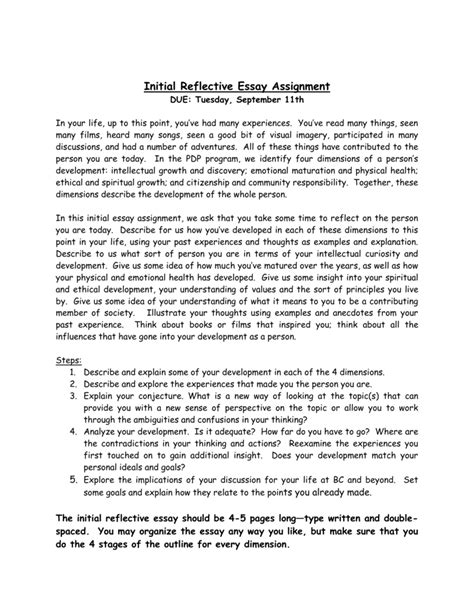 Reflection Paper Outline Sample How To Write A Good