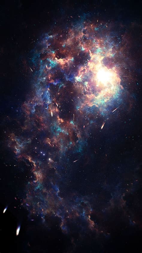 Download Wallpaper 1080x1920 Nebula Galaxy Asteroids Stars Space