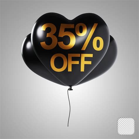Premium Psd Black Friday Heart Balloon 35 Percentage Off 3d Illustration