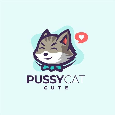 premium vector cute pussy cat logo design