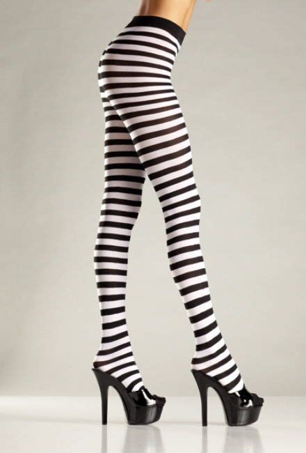 Tights Black And White Striped Opaque Hosiery New Ladies One Size Striped Tights Tights Rave