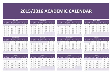 20152016 Academic Calendar Template Free Microsoft Word Templates