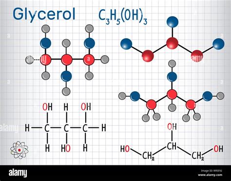 Molécule De Glycérol Glycérine Formule Chimique Structurale Et