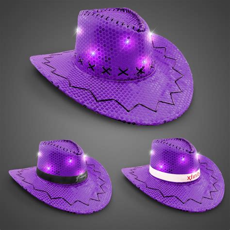 Purple Sequin Led Cowboy Hats Imprintable Bands Available Purple