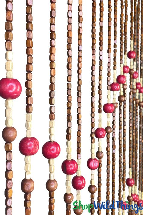 Natural Bamboo Beaded Curtain Browns And Red