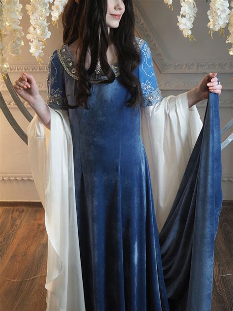 Lord Of The Rings Cosplay Arwen Requiem Costume Blue Dress Etsy In