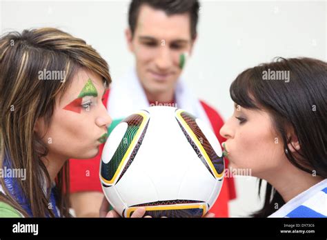 Three Italian Soccer Fans Stock Photo Alamy