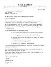Cover letter sample for accounting clerk. Accounting Clerk Cover Letter Sample