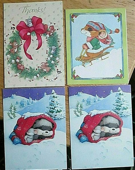 Lot Of 4 Hallmark And Current Christmas Cards Merry Mice Ann Wilson Bev