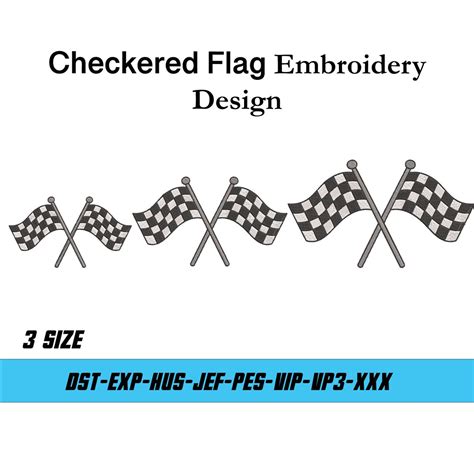 Checkered Racing Flags Embroidery Design Checkered Flag Etsy