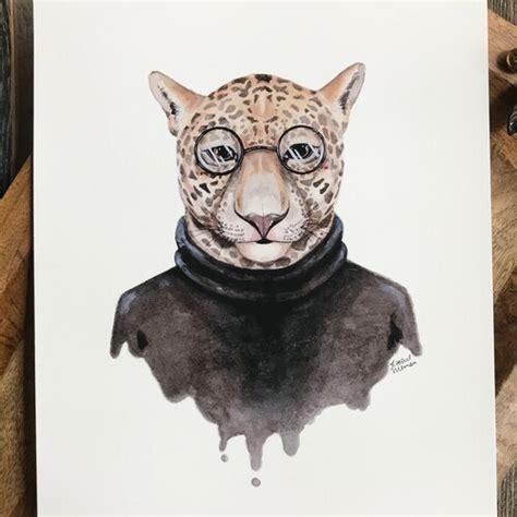 Watercolor Jaguar Art Print Nursery Wall Art Funny Jaguar Etsy