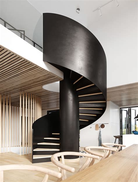 Spiral Staircase Around Column Interior Design Ideas