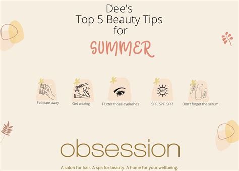 Top 5 Beauty Tips For Summer Obsession Salon And Spa