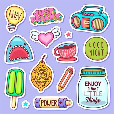 Sticker Icons Hand Drawn Doodle Free Vector Freepik Freevector