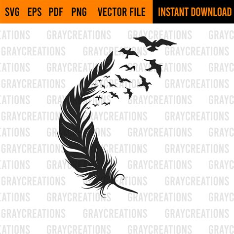 Flying Birds From Feather Svg Feather Svg Memorial Feather Etsy