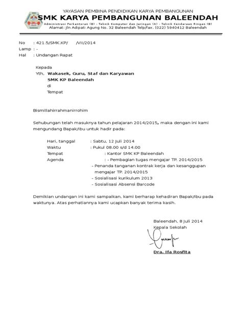 Contoh Surat Undangan Rapat Doc  Contoh Undangan Rapat Panitia