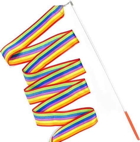 Iksha Gymnastics Rainbow Ribbon Dance Wand With Twirling Streamer Stick
