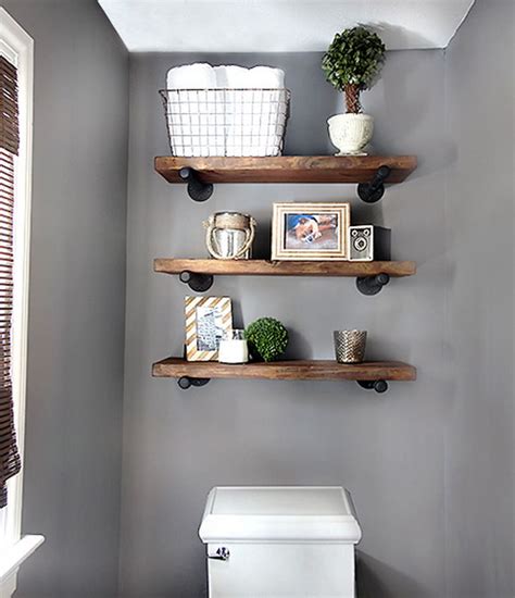 This shelf is a great way to organize and organize your bathroom in style. 25 DIY Wall Shelf Project Ideas & Tutorials - Noted List
